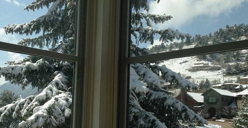 Snow Capped Window View